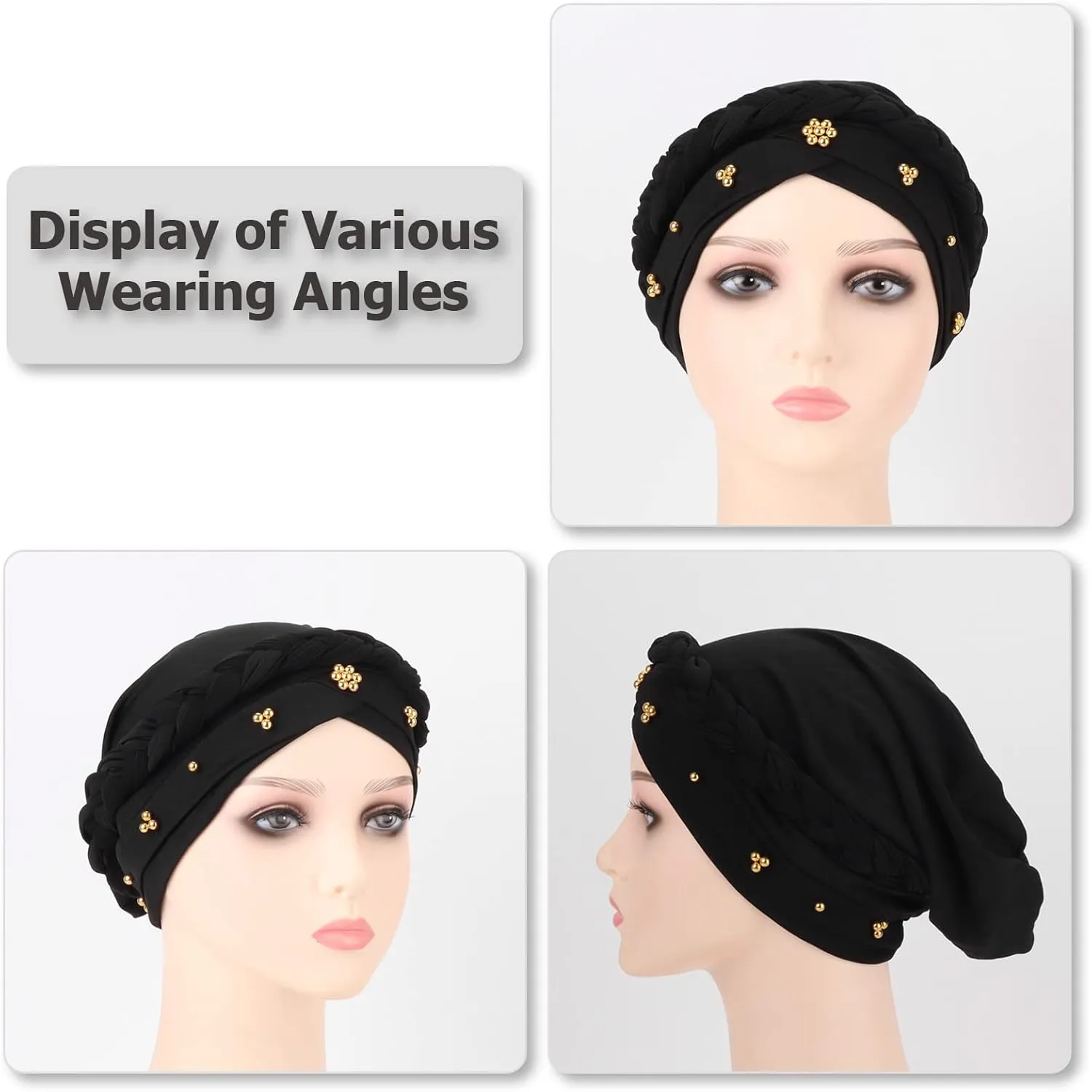 African Women Turban Caps Pre-Tied Twisted Turbans Head Scarf for Women Hair Wraps Cover Beanie Cancer Chemo Headwear