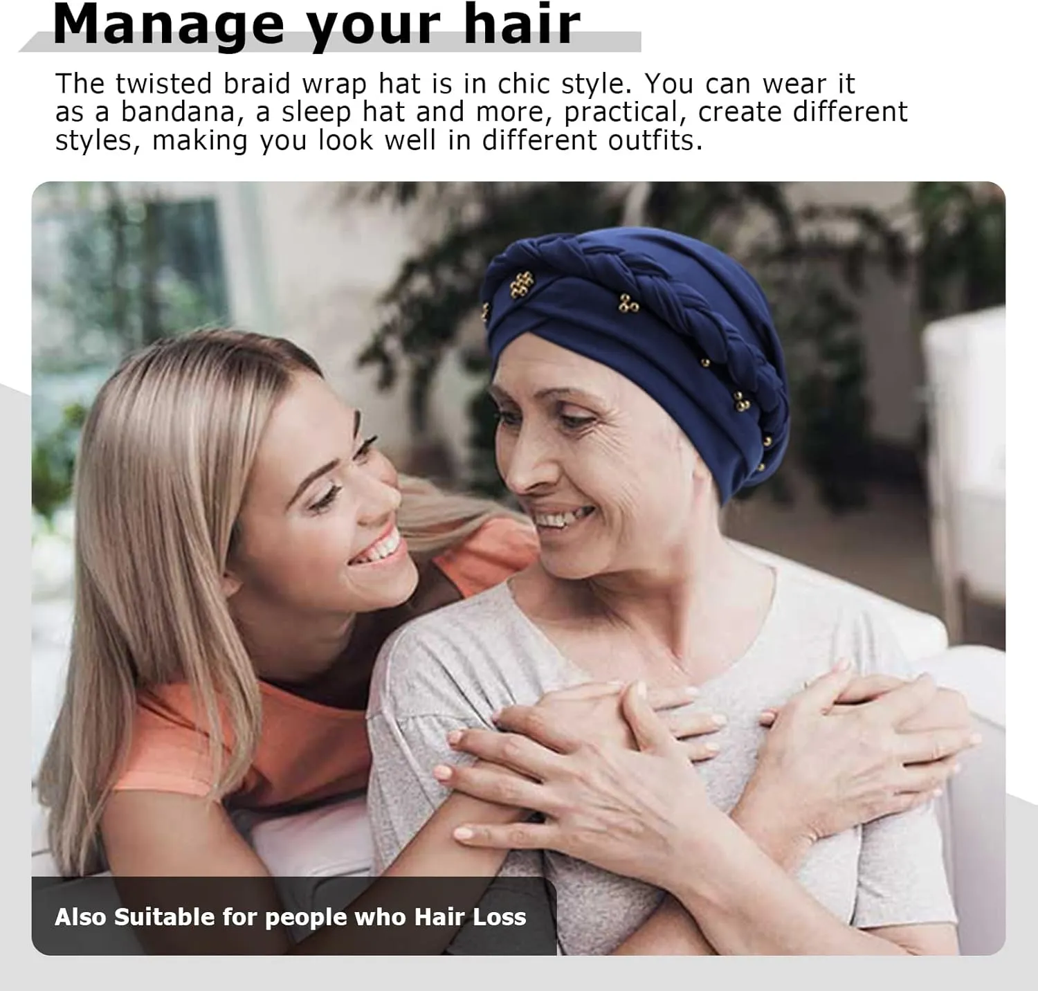 African Women Turban Caps Pre-Tied Twisted Turbans Head Scarf for Women Hair Wraps Cover Beanie Cancer Chemo Headwear