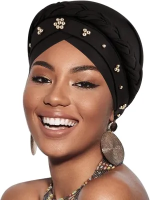 African Women Turban Caps Pre-Tied Twisted Turbans Head Scarf for Women Hair Wraps Cover Beanie Cancer Chemo Headwear