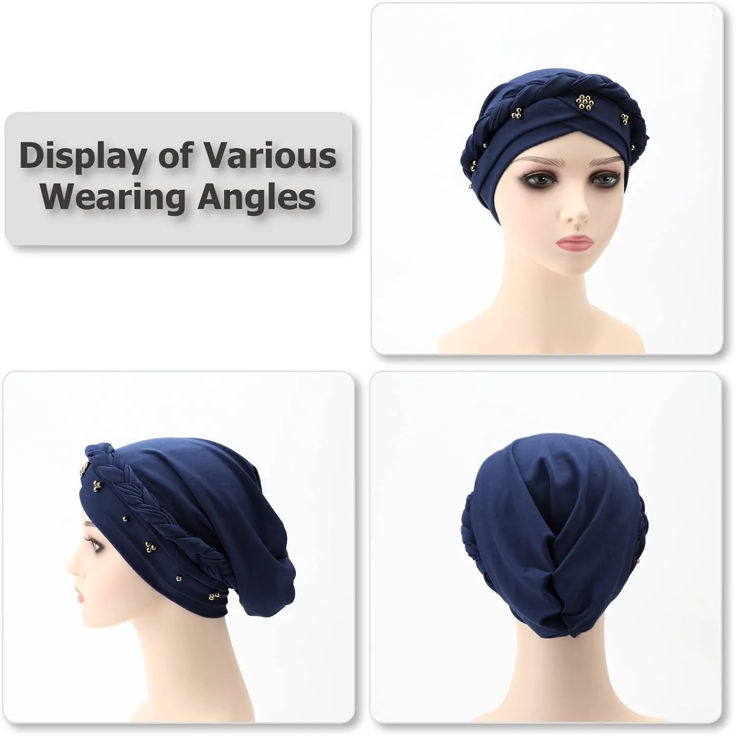 African Women Turban Caps Pre-Tied Twisted Turbans Head Scarf for Women Hair Wraps Cover Beanie Cancer Chemo Headwear