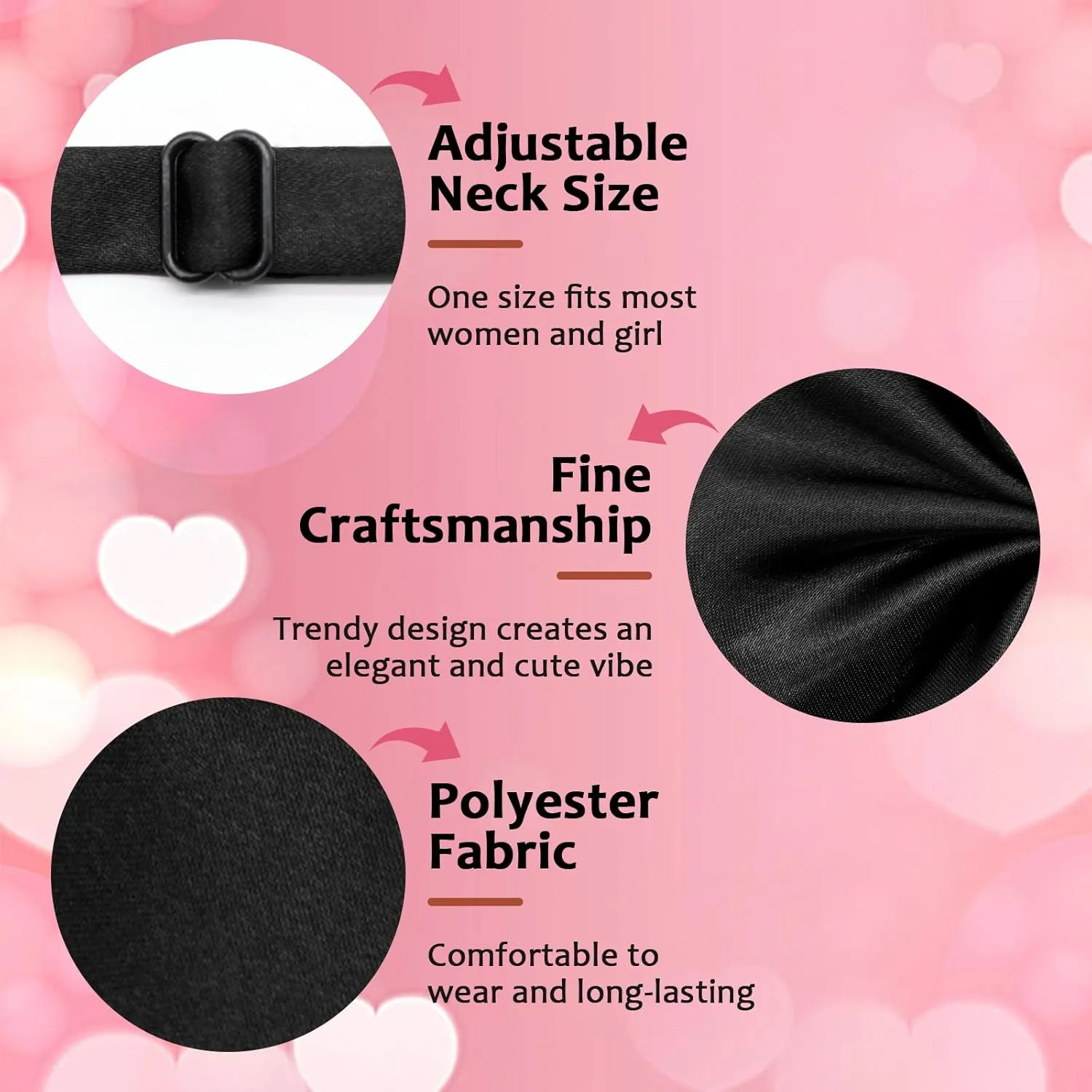 Bow Tie for Women Pre-tied Floppy Womens Tie Solid Color Women's Bowknot Bow Tie for Uniform Cosplay Party