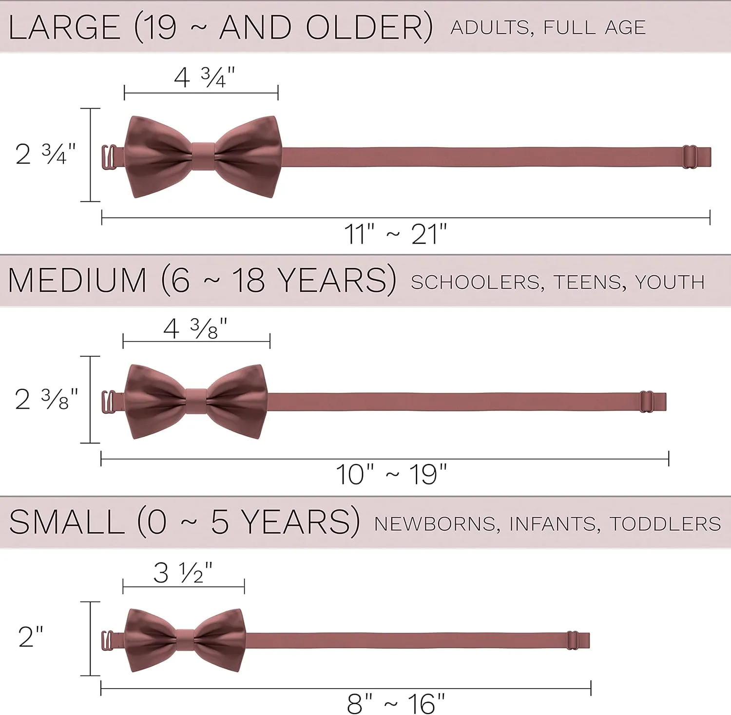 Bow Tie House Satin Classic Pre-Tied Bow Tie Formal Solid Tuxedo for Adults & Children