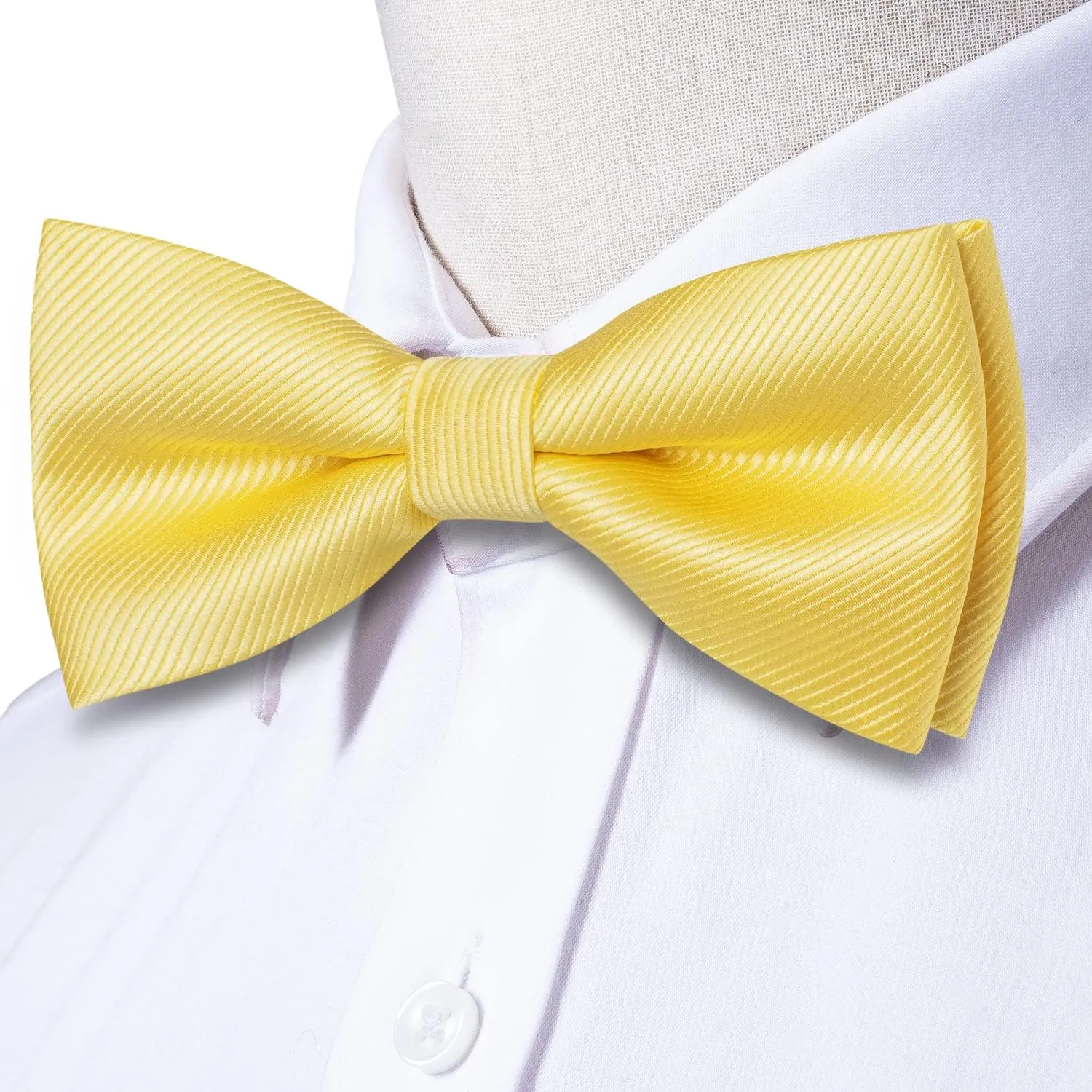 Hi-Tie Bow Ties for Men Pre-Tied Pocket Square Lapel Pin Cufflinks Mens Bowtie Sets for Wedding Formal Party
