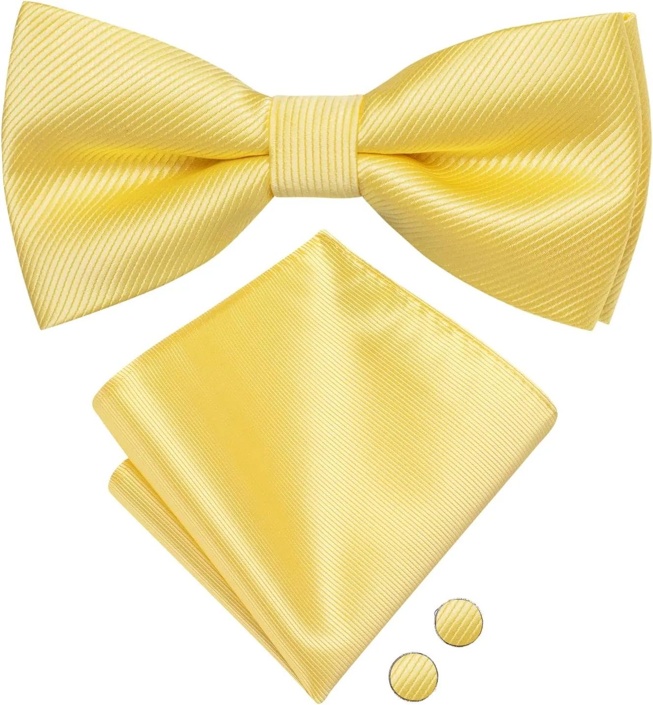 Hi-Tie Bow Ties for Men Pre-Tied Pocket Square Lapel Pin Cufflinks Mens Bowtie Sets for Wedding Formal Party