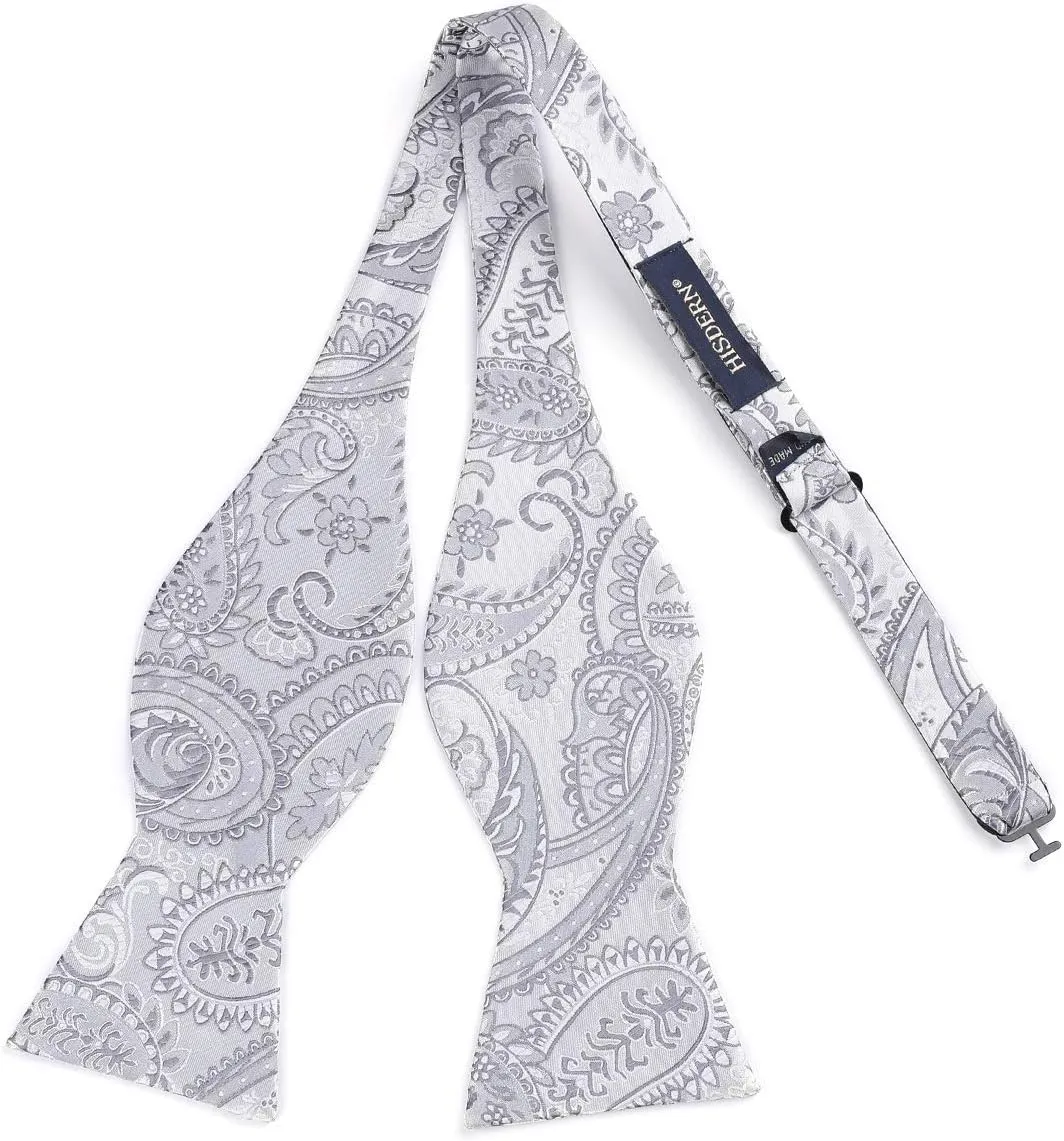 HISDERN Bow Ties for Men Paisley Bowties Mens Self Tie Bow Tie and Pocket Square Set Formal Tuxedo Wedding Bowtie