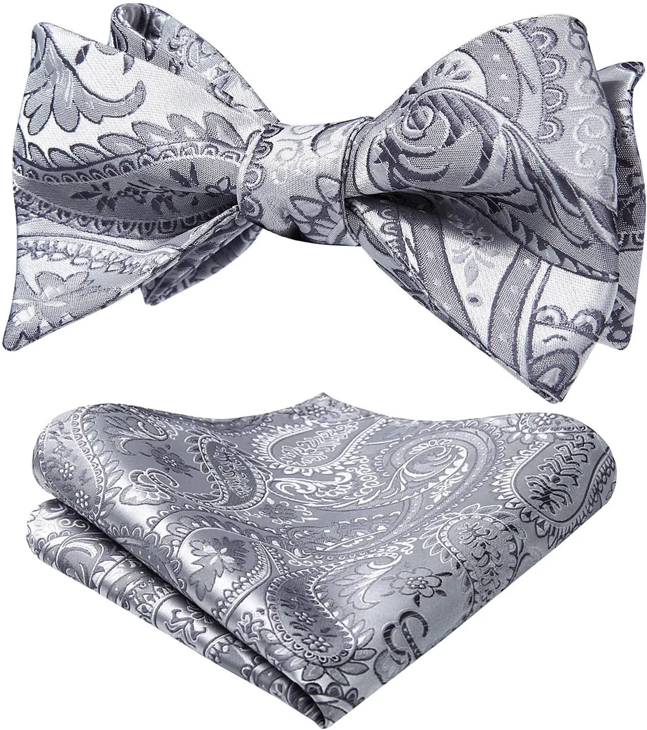 HISDERN Bow Ties for Men Paisley Bowties Mens Self Tie Bow Tie and Pocket Square Set Formal Tuxedo Wedding Bowtie