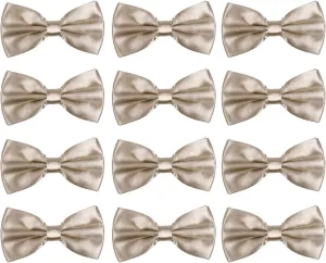 ICObuty Neck Bowtie Tuxedo for Men Adjustable Solid Satin Pre-tied 12 Pcs Wedding Party