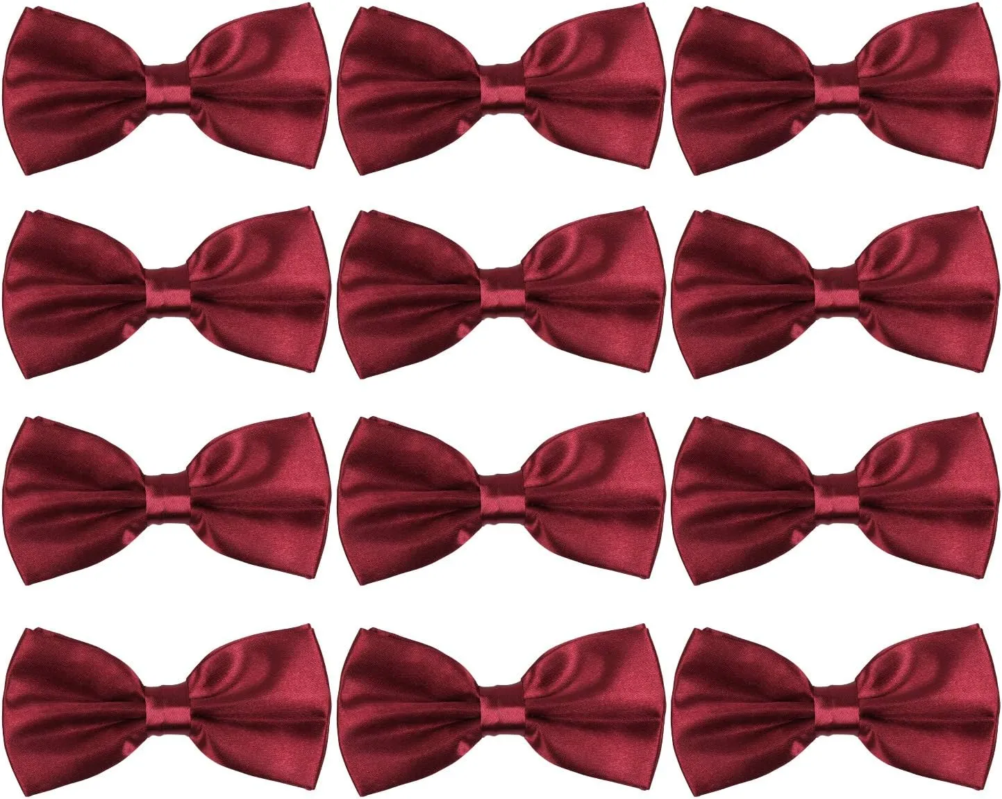 ICObuty Neck Bowtie Tuxedo for Men Adjustable Solid Satin Pre-tied 12 Pcs Wedding Party