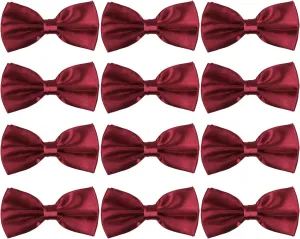 ICObuty Neck Bowtie Tuxedo for Men Adjustable Solid Satin Pre-tied 12 Pcs Wedding Party