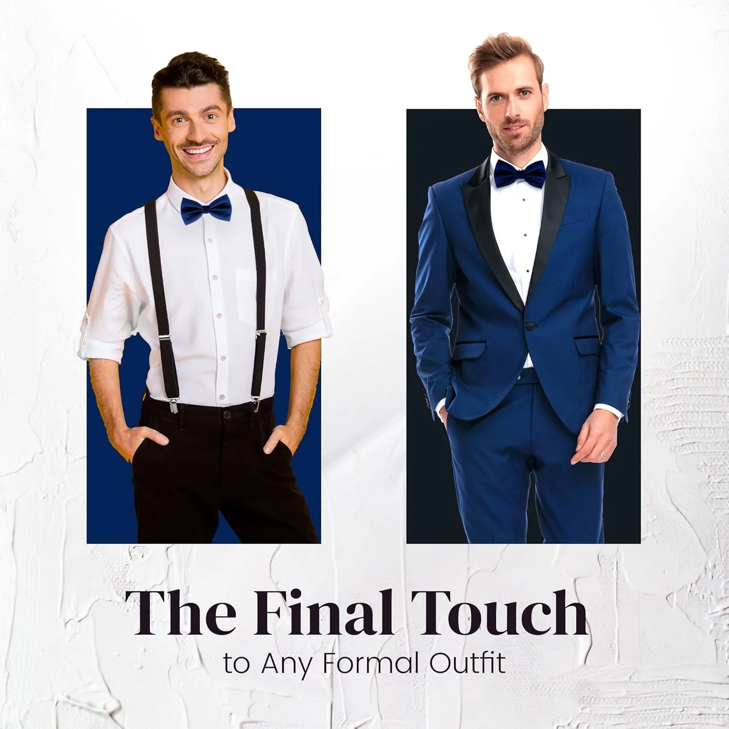 Man of Men Bow Ties for Men Pre-Tied Formal Tuxedo Bowtie - Adjustable Length - Huge Variety Colors Available