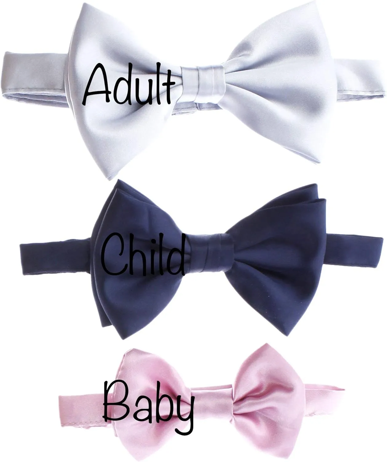My Lello Classic Pre- Tied Satin Adjustable Bow Tie Solid Formal Tuxedo Style For Baby's, Children & Men