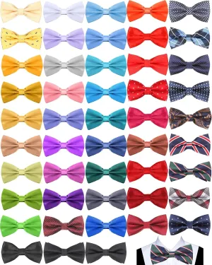 Vabean 48 Pcs Bow Ties Bulk Elegant Pre Tied Bow Ties Formal Tuxedo Bowties Set with Adjustable Neck Band for Men