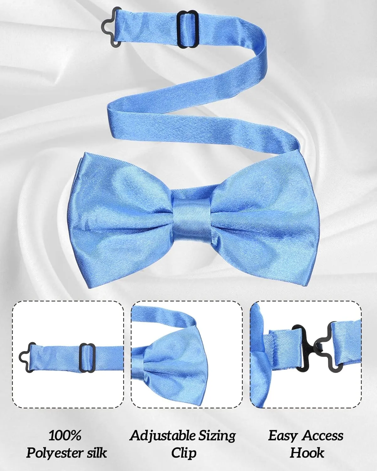 Vabean 48 Pcs Bow Ties Bulk Elegant Pre Tied Bow Ties Formal Tuxedo Bowties Set with Adjustable Neck Band for Men