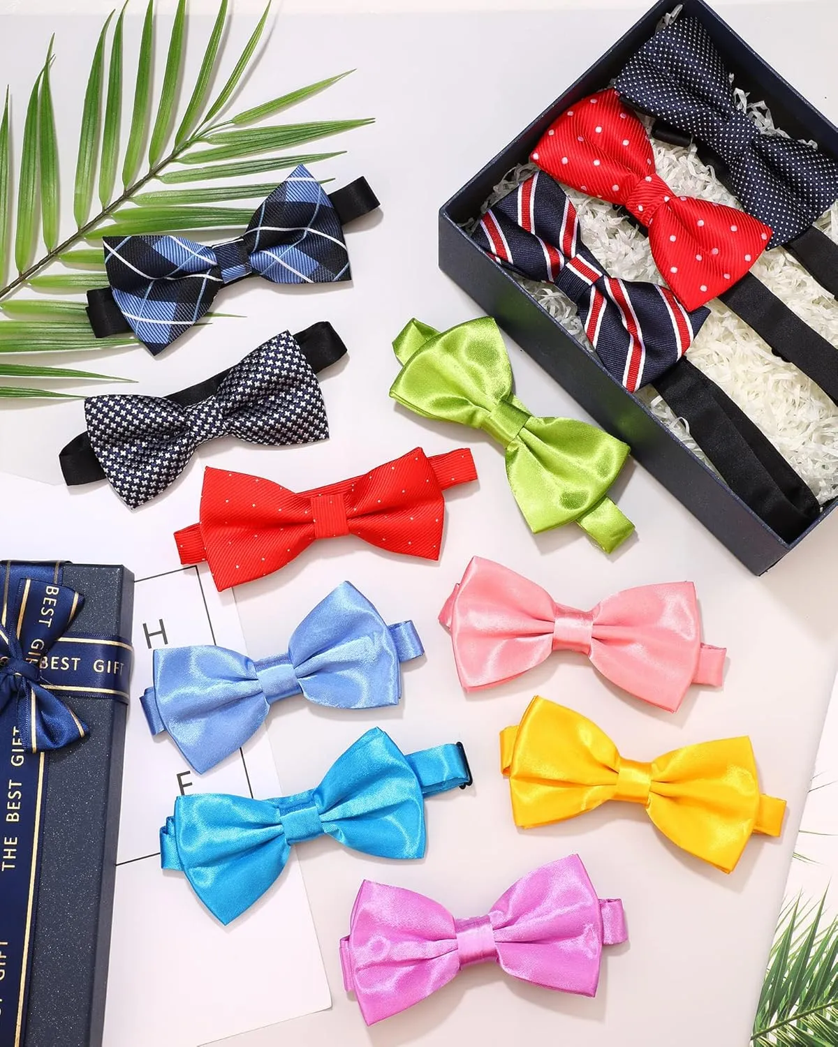 Vabean 48 Pcs Bow Ties Bulk Elegant Pre Tied Bow Ties Formal Tuxedo Bowties Set with Adjustable Neck Band for Men